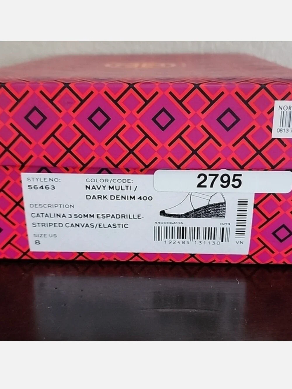 Tory Burch Catalina 3 50mm Espadrille Striped Canvas/Elastic Size 8